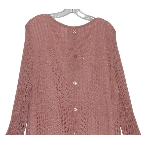 Alfred Dunner Lined Open Knit Long Sleeve Tunic Sweater Pink Size XL - Picture 7 of 9